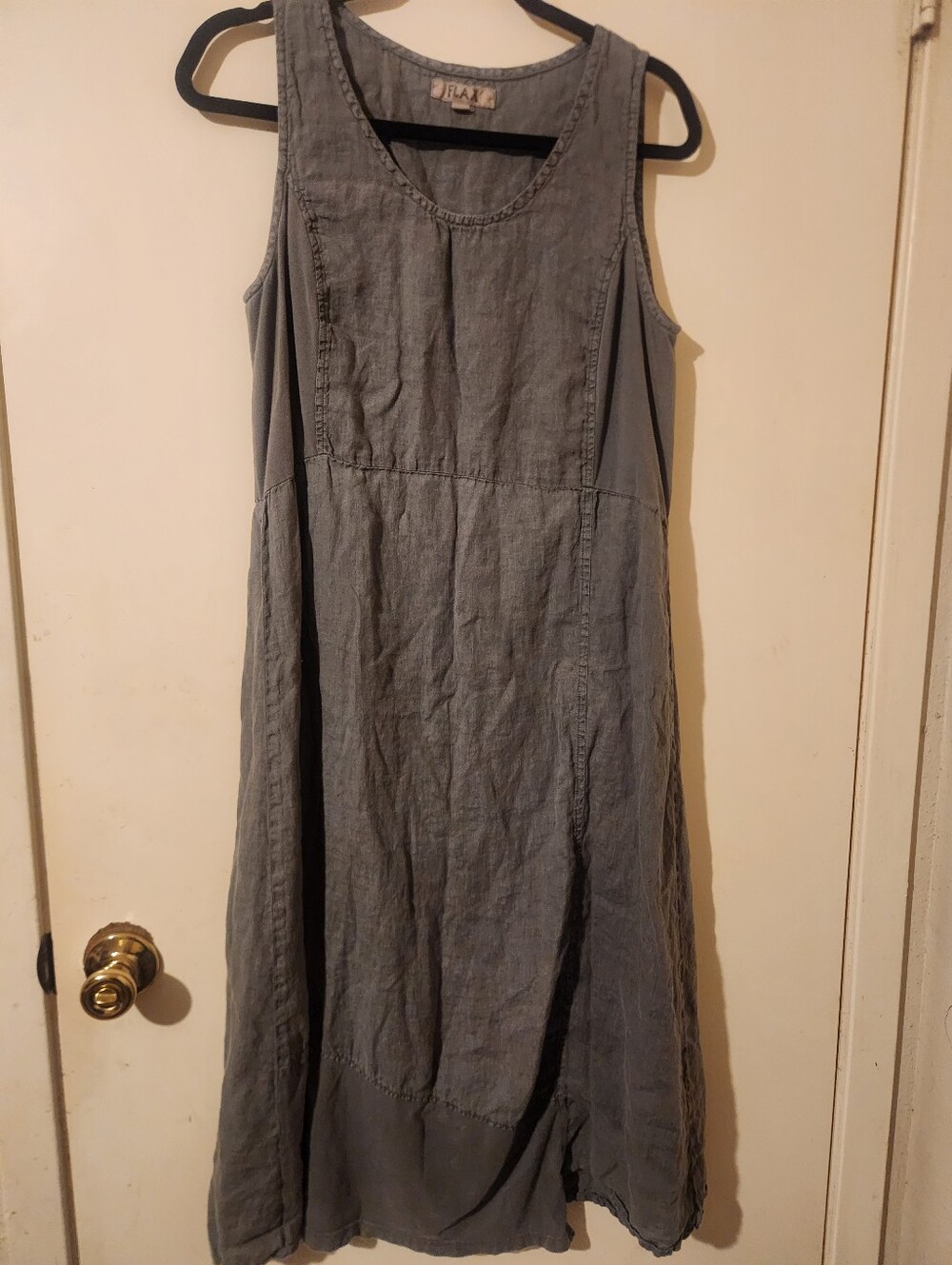 Flax Sleeveless Slate Gray Linen Maxi Dress
